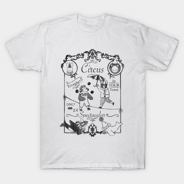 Circus Poster with cute animal clowns T-Shirt by Cati Daehnhardt